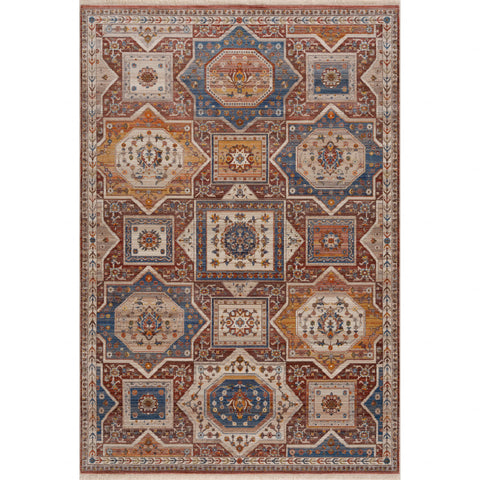 5' X 8' Red Southwestern Area Rug