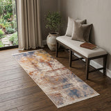 2' X 6' Gray Abstract Distressed Runner Rug