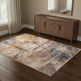 4' X 6' Gray Abstract Distressed Area Rug