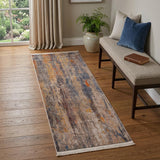 2' X 6' Beige Abstract Distressed Runner Rug