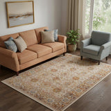 5' X 8' Ivory Oriental Area Rug