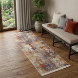2' X 6' Gray Abstract Distressed Runner Rug