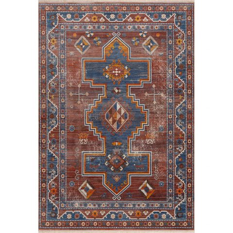 5' X 8' Red Southwestern Area Rug