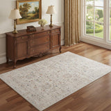 4' X 6' Beige Botanical Area Rug