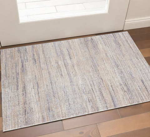 2' X 3' Beige And Gray Striped Area Rug