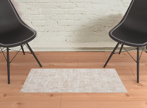 2' X 3' Beige Abstract Area Rug