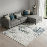 8' X 10' Blue Abstract Stain Resistant Area Rug
