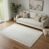5' X 7' Cream Diamond Area Rug