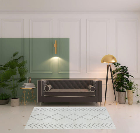 5' X 7' Cream Diamond Area Rug