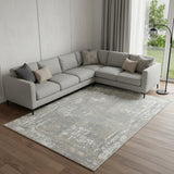 8' X 10' Gray Abstract Distressed Washable Area Rug