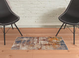 2' X 3' Gray Abstract Distressed Area Rug