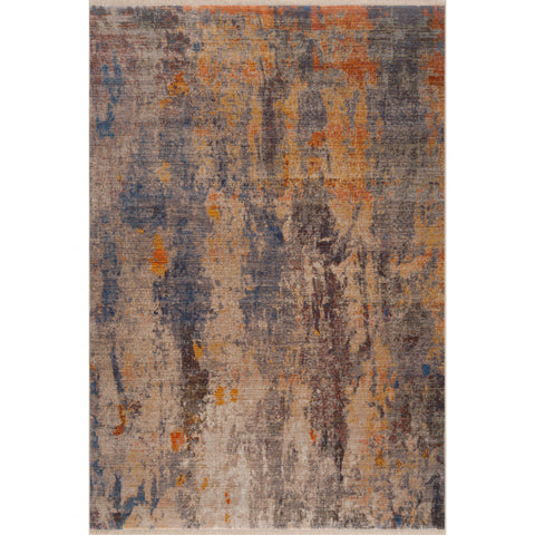 8' X 10' Purple Eggplant And Gray Abstract Washable Indoor Outdoor Area Rug