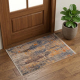 2' X 3' Beige Abstract Distressed Area Rug