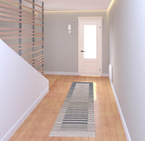 8' Ivory And Blue Abstract Runner Rug