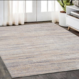 5' X 8' Beige And Gray Striped Area Rug