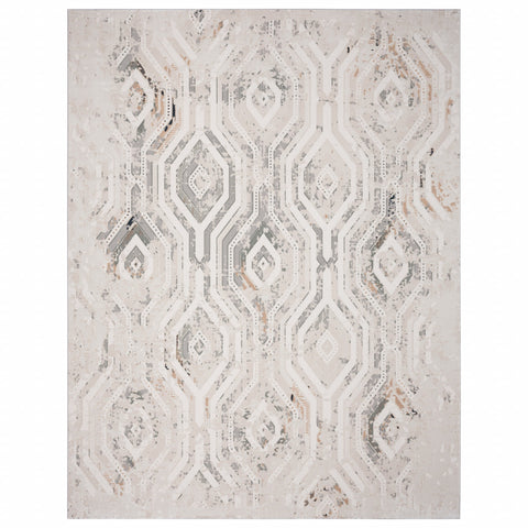 5' X 8' Cream Abstract Distressed Area Rug