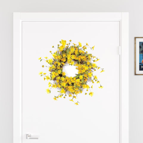 23" Green And Yellow Spring Daisy Artificial Wreath