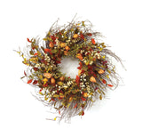 20" Green Brown  And White Fall Mixed Assortment Artificial Wreath