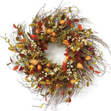 20" Green Brown  And White Fall Mixed Assortment Artificial Wreath