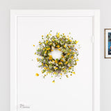24" Green White And Yellow Spring Daisy Artificial Wreath