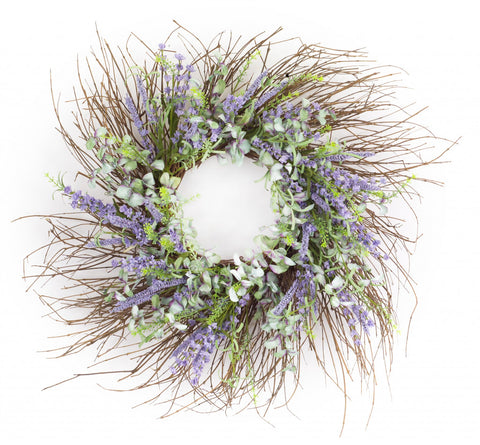 31" Purple Spring Twig And Mixed Assortment Artificial Wreath