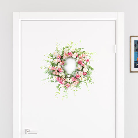 23" Pink and Green Artificial Peony Wreath