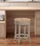24" Natural and Gray Rush and Solid Wood Backless Counter Height Swivel Bar Chair