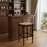 29" Natural And Espresso Wicker And Solid Wood Backless Bar Height Bar Chair