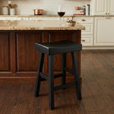25" Black Solid Wood Backless Counter Height Bar Chair