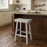 25" Antiqued White Solid Wood Backless Counter Height Bar Chair