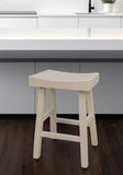 25" Antiqued White Solid Wood Backless Counter Height Bar Chair