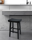30" Black Solid Wood Backless Bar Height Bar Chair