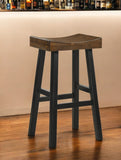 30" Brown and Black Solid Wood Backless Bar Height Bar Chair