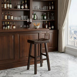 30" Espresso Solid Wood Backless Bar Height Bar Chair