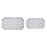 Set of Two Gray Geometric Lattice Wood Hanging Dimensional Sculptures
