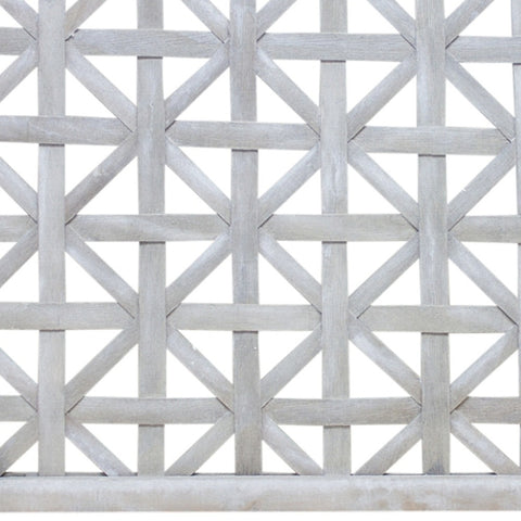 Set of Two Gray Geometric Lattice Wood Hanging Dimensional Sculptures