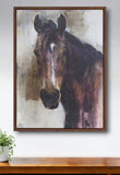 32" X 24" Brown Black And White Horse Wood Framed Art