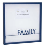 16" X 16" Blue And White Family Wood and Metal Square Magnetic Memo Board