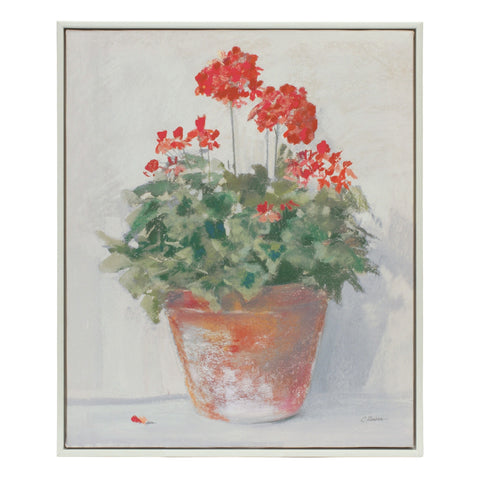 Set of Two White Brown And Red Flower Framed Art