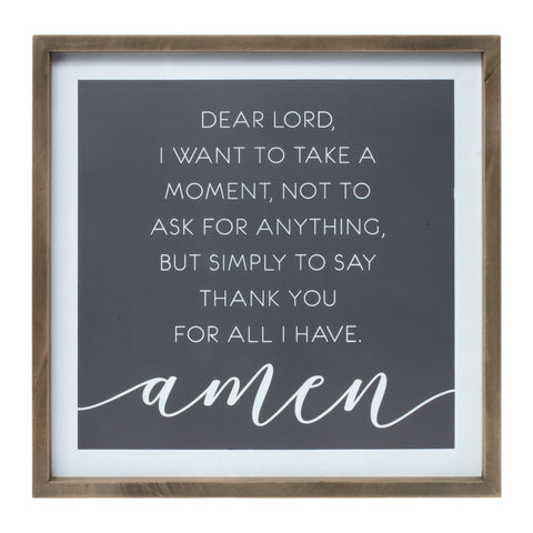 20" X 20" Gray And White Thankful Prayer Square Prayer Wall Decor