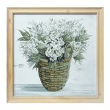 Set of Two Natural And Green Bouquet Floral Solid Wood Square Framed Art