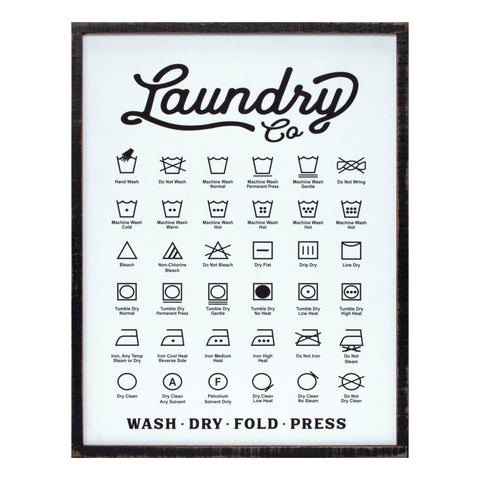 26" X 20" White And Black Laundry Wood Wall Decor