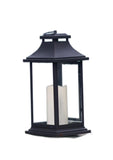 Set of Two Black Distressed Plastic Floor Lantern Candle Holders With Candle