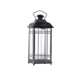 Set of Three Gray Distressed Geometric Glass And Metal Floor Lantern Candle Holders