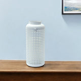 14" White Distressed Lattice Iron Floor Lantern Candle Holder