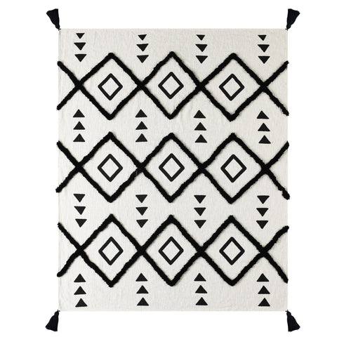 8' X 10' Denim Blue And Ivory Geometric Washable Indoor Outdoor Area Rug