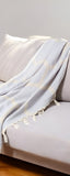 60" X 50" Purple Woven Cotton Geometric Throw Blanket with Fringe