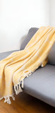 60" X 50" Yellow Woven Cotton Geometric Throw Blanket with Fringe