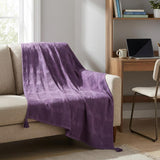 50" X 60" Purple Woven Cotton Throw Blanket with Tassels