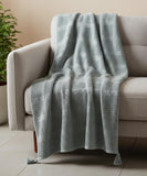 50" X 60" Green Woven Cotton Throw Blanket with Tassels